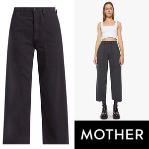 NWT MOTHER The Quartet Breaker Flood Crop Pants Faded Black